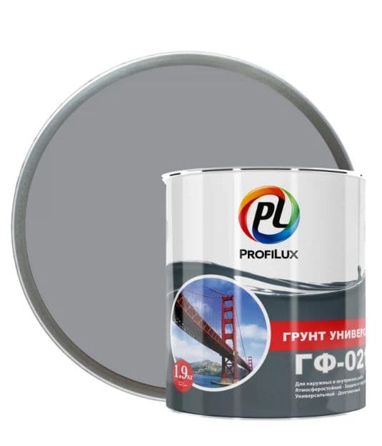 Грунт ГФ-021 по металлу и дереву Profilux серый 1,9 кг.