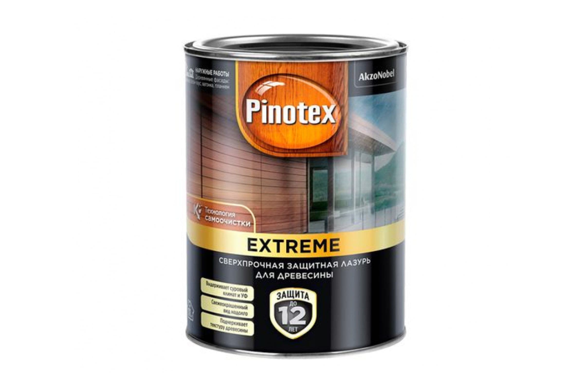 Пропитка декоративная для защиты древесины Pinotex Extreme калужница полуматовая 0,9 л. 2