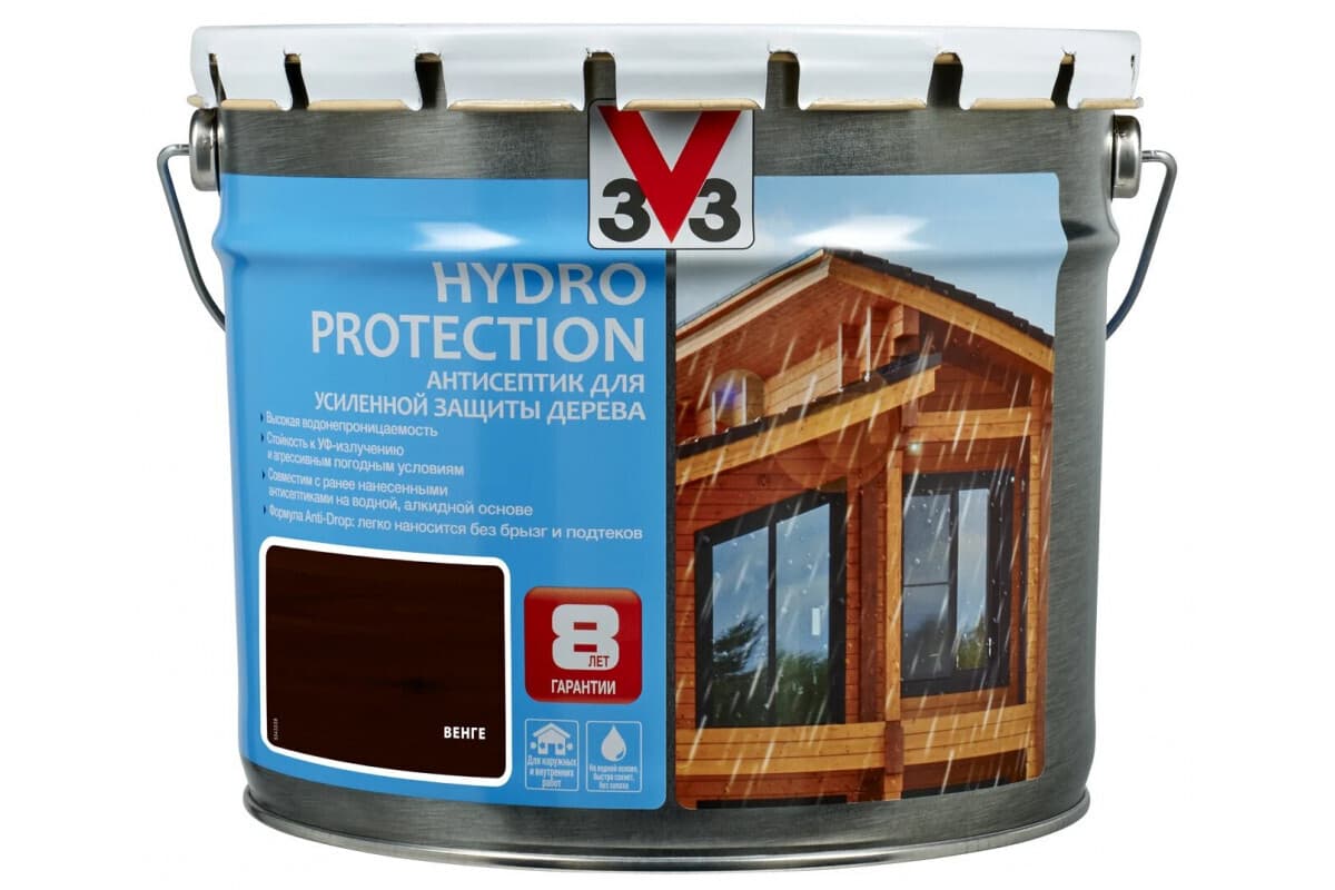 Антисептик V33 для дерева HYDRO PROTECTION Венге 9 литров