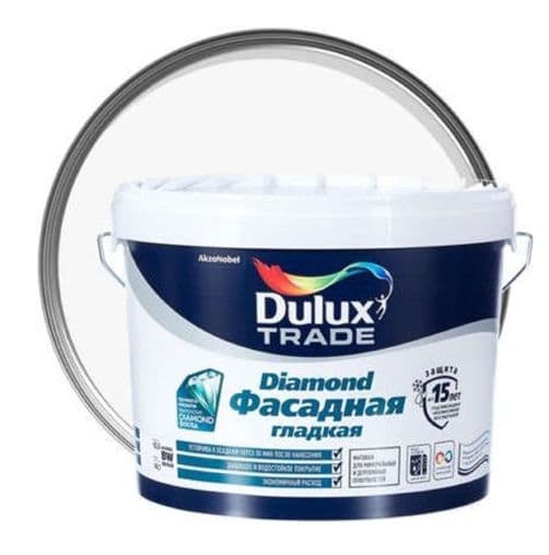 Краска фасадная водно-дисперсионная Dulux Trade Diamond гладкая база BW 10 л.