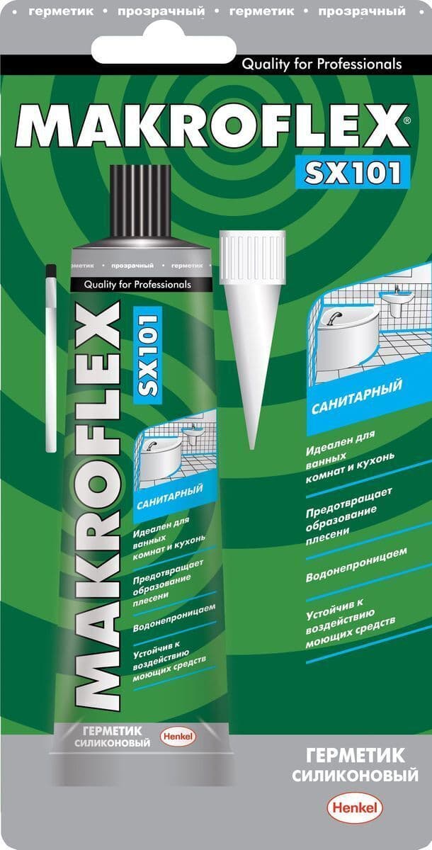 Герметик силиконовый Makroflex "SX101", санитарный, цвет: белый, 85 мл