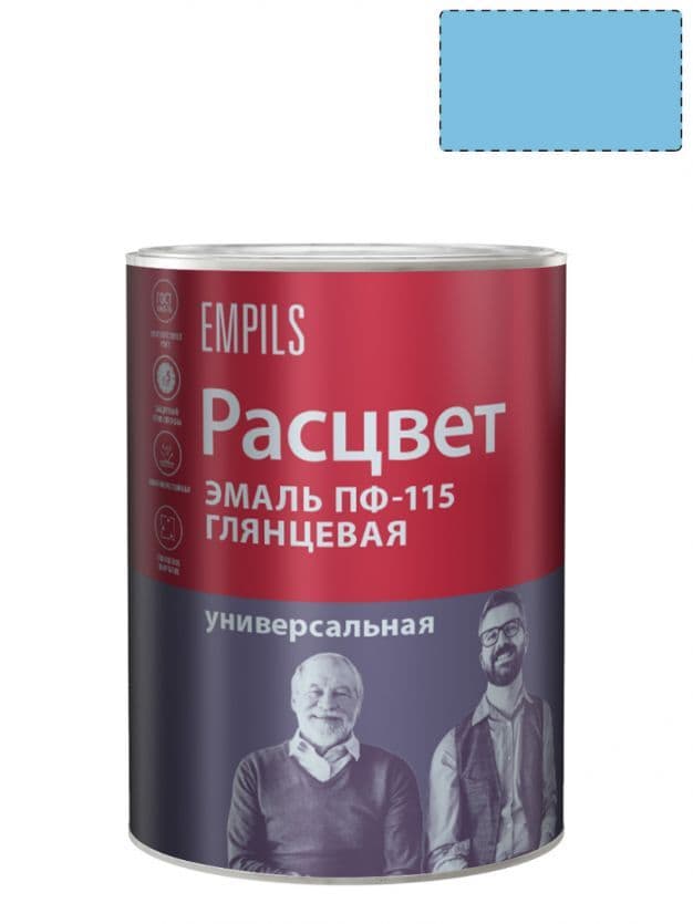 Эмаль ПФ-115 универсальная алкидная Расцвет глянцевая светло-голубая 0,9 кг.