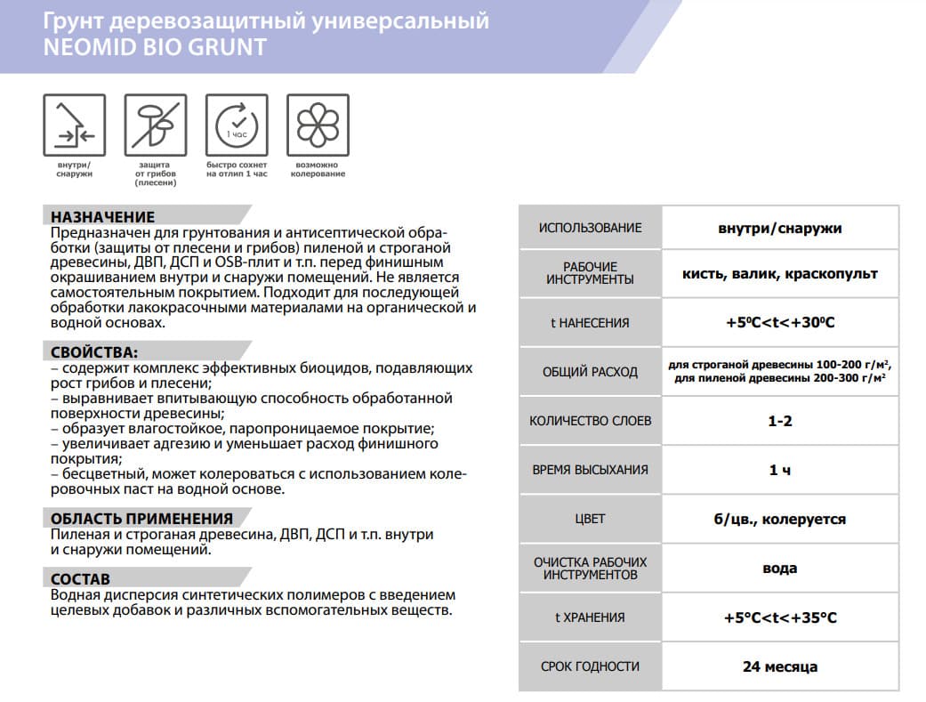 Neomid Bio/ Био Грунт универсальный деревозащитный акриловый Неомид 2,5 л. 2