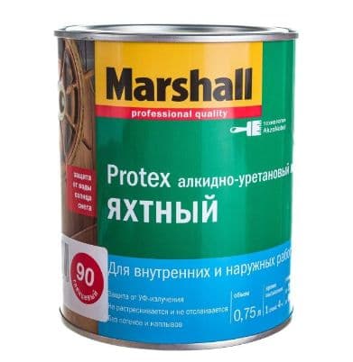 Лак яхтный алкидно-уретановый Marshall Protex глянцевый 0,75 л.