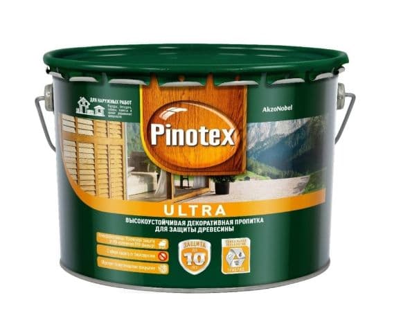 Пропитка декоративная для защиты древесины Pinotex Ultra AWB полуглянцевая калужница 10 л 2