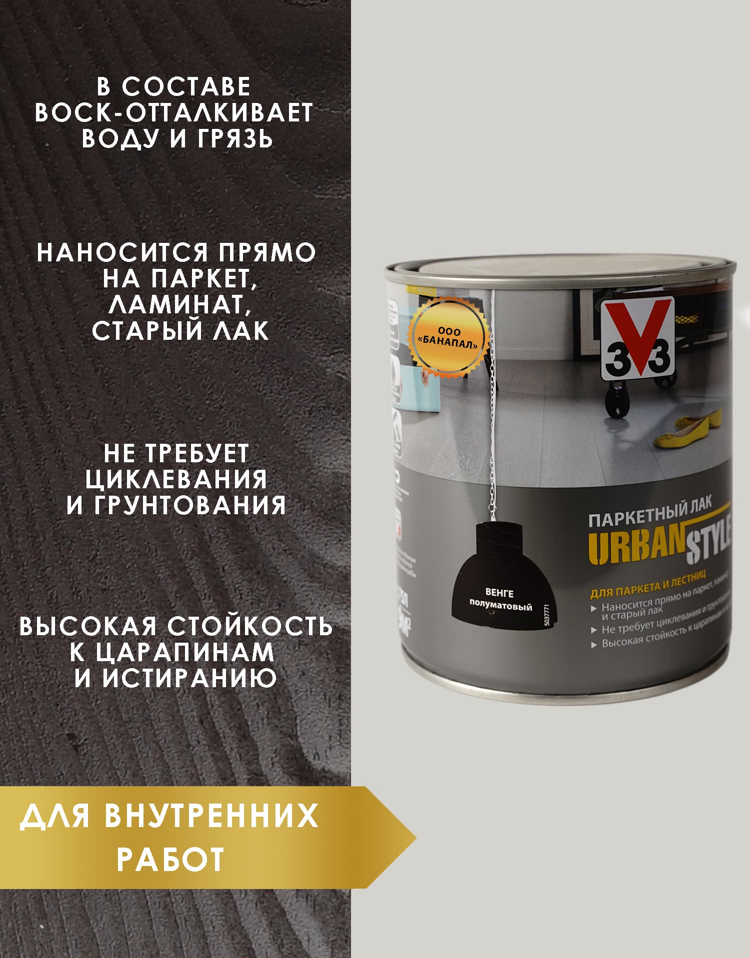 Лак акриловый для пола URBAN STYLE полуматовый венге 0,75л 2