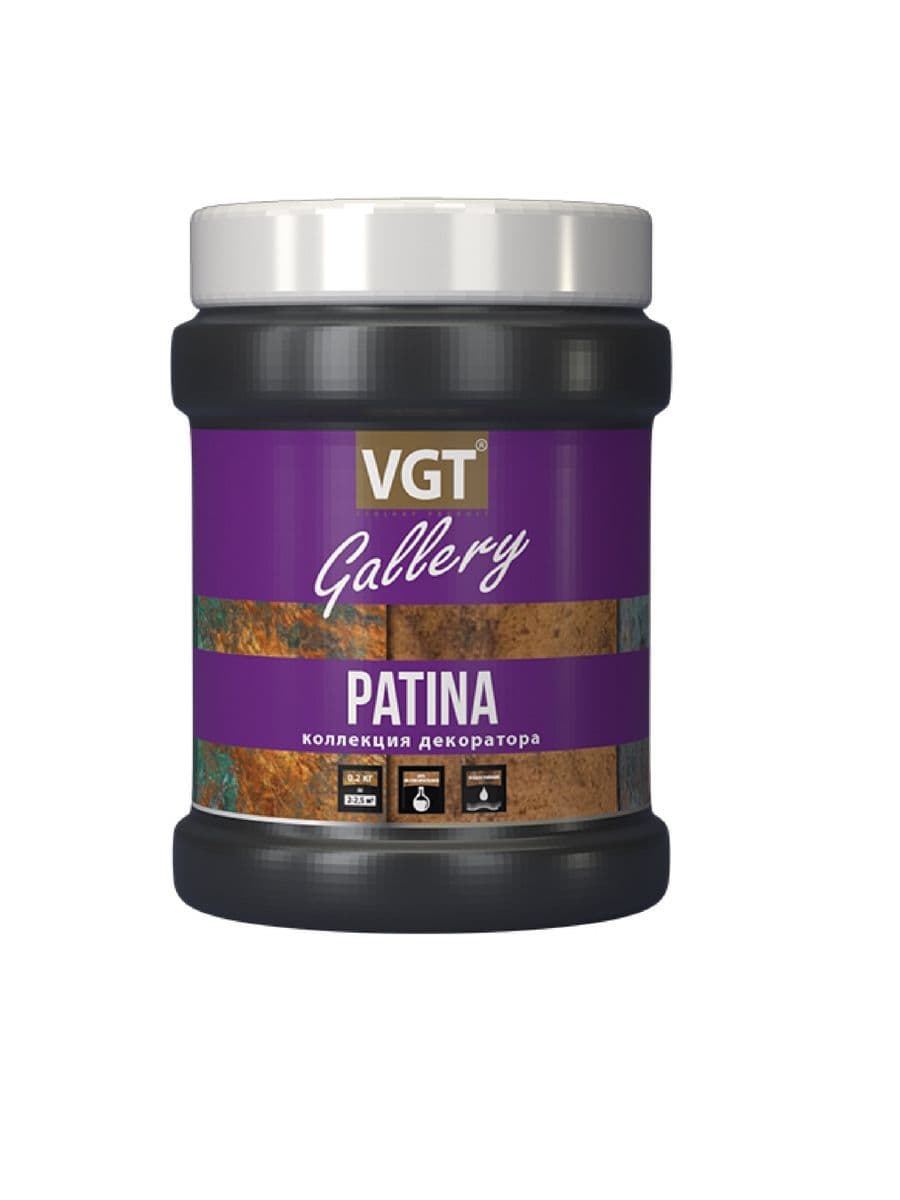 ВГТ Галерея Патина/ Состав лессирующий VGT Gallery матовый с эффектом чернения PATINA "Коллекция декоратора" 2.2 кг
