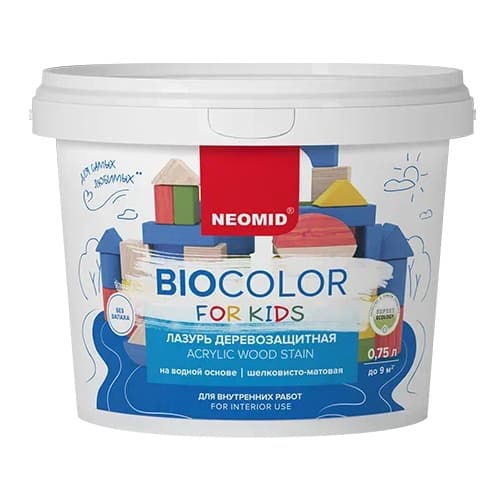 NEOMID Лазурь деревозащитная на водной основе Bio Color For Kids/ Био Колор для детских, синий (0,75 л) 2