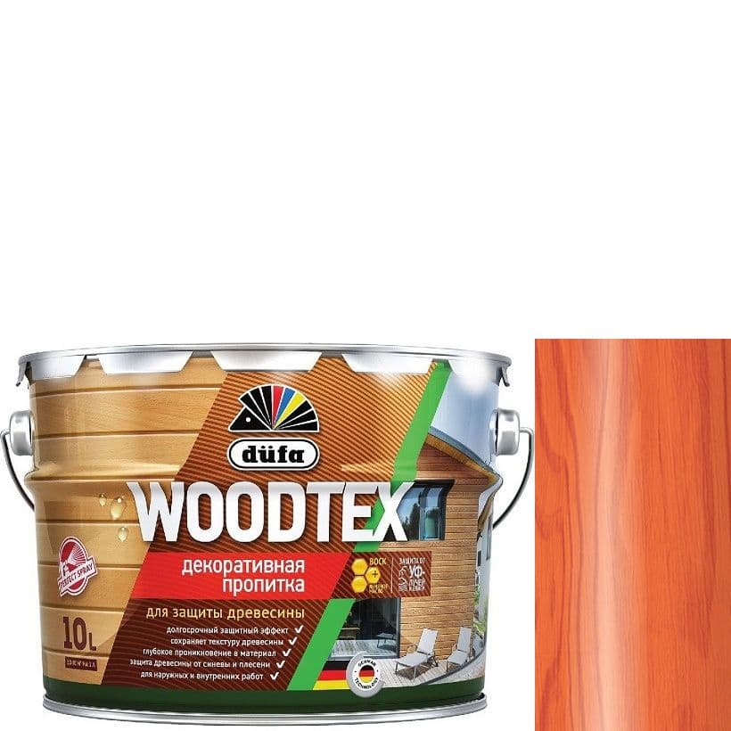 ДЮФА / Dufa пропитка декоративная для защиты древесины алкидная Dufa Woodtex рябина (9л) 4