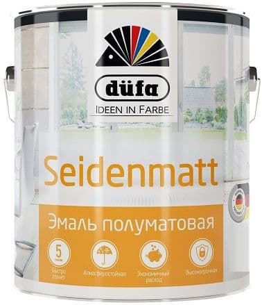 Эмаль для дерева и металла алкидная Dufa Retail Seidenmatt полуматовая белая 2,5 л.