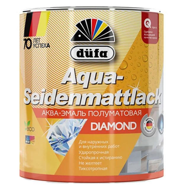 Эмаль для дерева и металла акриловая Dufa Aqua-Seidenmattlack полуматовая белая 2 кг 1