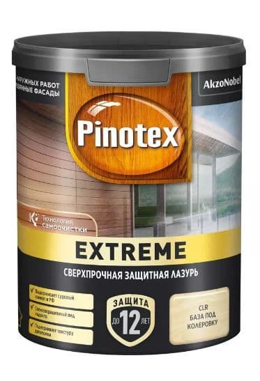 Пропитка декоративная для защиты древесины Pinotex Extreme калужница полуматовая 0,9 л, 2