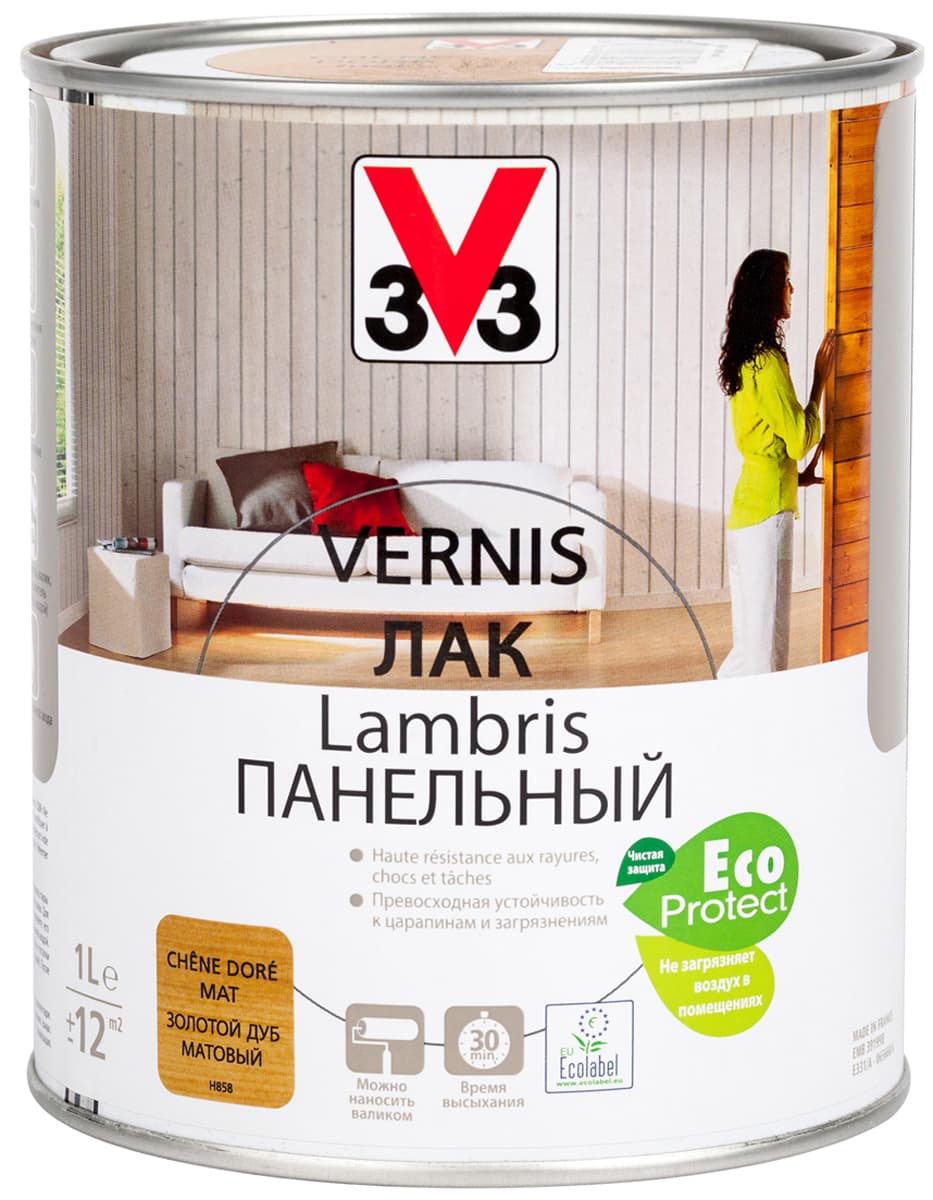 Лак панельный "V33", цвет: дуб золотой, 1 л 1