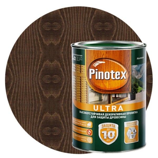 Пропитка декоративная для защиты древесины Pinotex Ultra AWB полуглянцевая палисандр 1 л 1