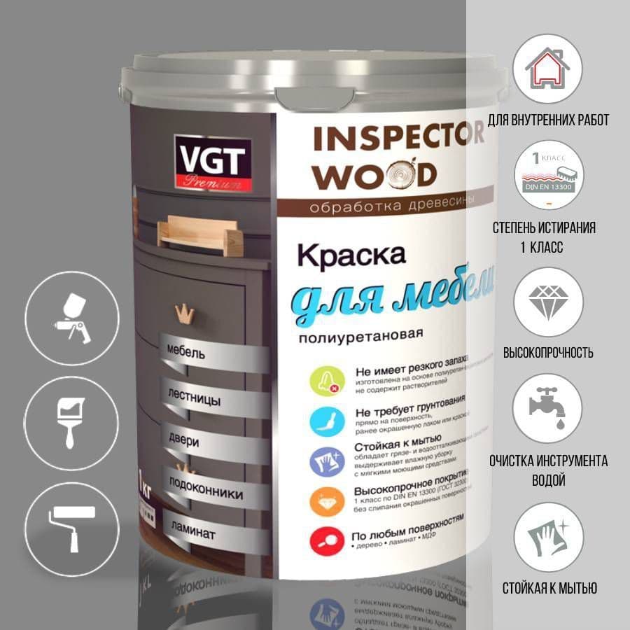 ВГТ / Краска для мебели и декора, кухни дверей дерева обоев, стен и потолков, без запаха, полуматовая, быстросохнущая цвет бесцветный (2,5 кг) 2
