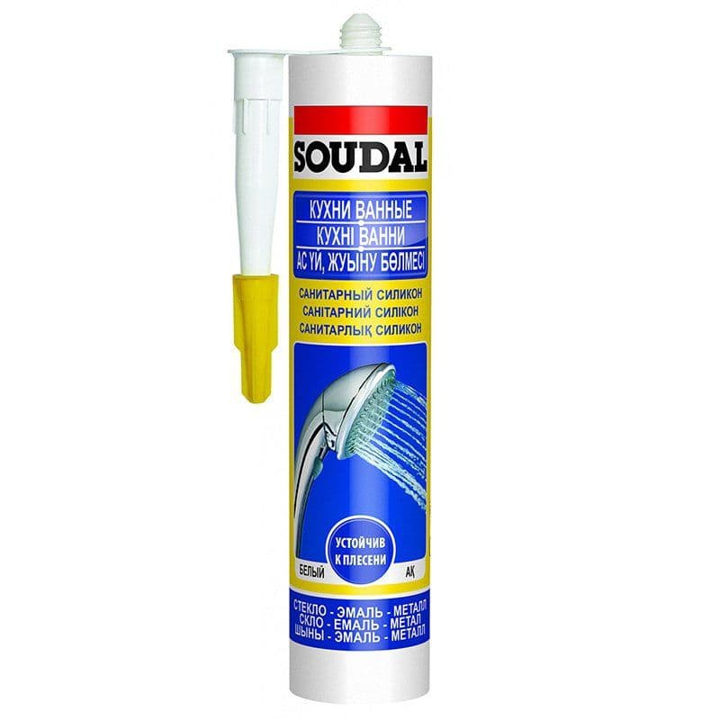 Герметик силиконовый санитарный Soudal бесцветный 280 мл. 1