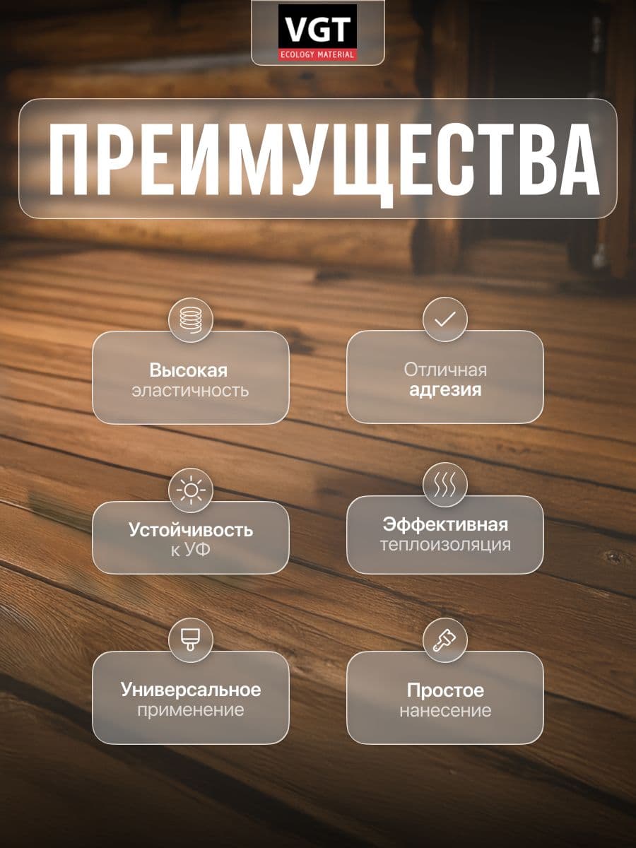 VGT Герметик для срубов акриловый ВГТ (мастика), белый 0.90 кг 2