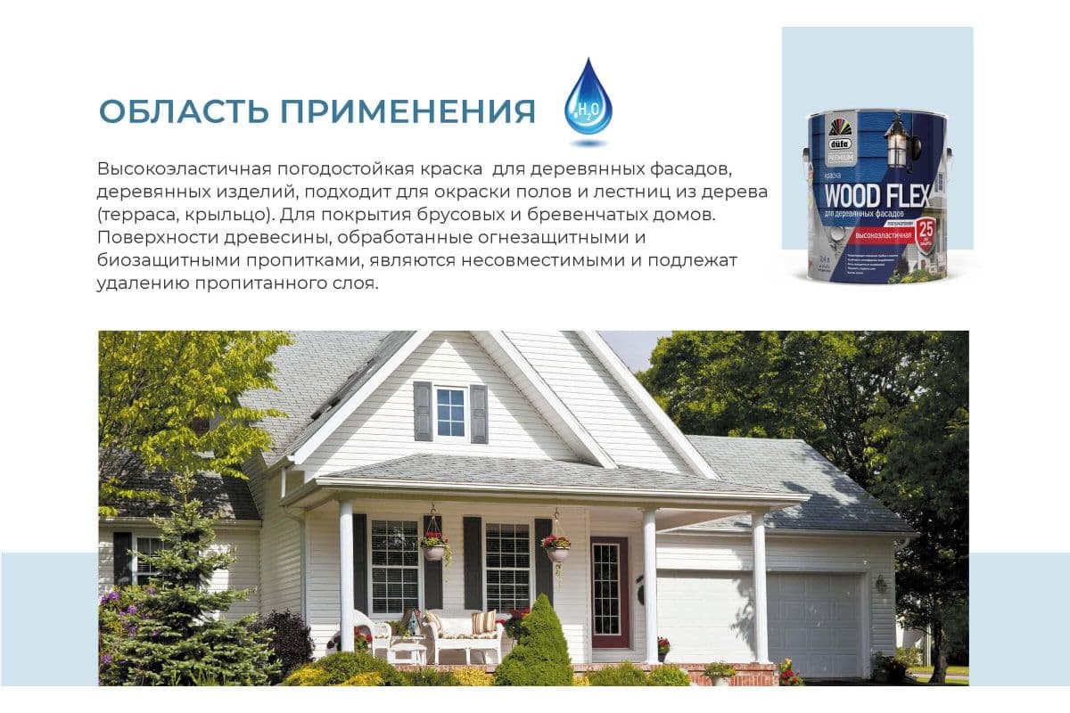 Краска фасадная Dufa Premium Wood Flex NEW база 1 полуматовая 2,4 л. 4
