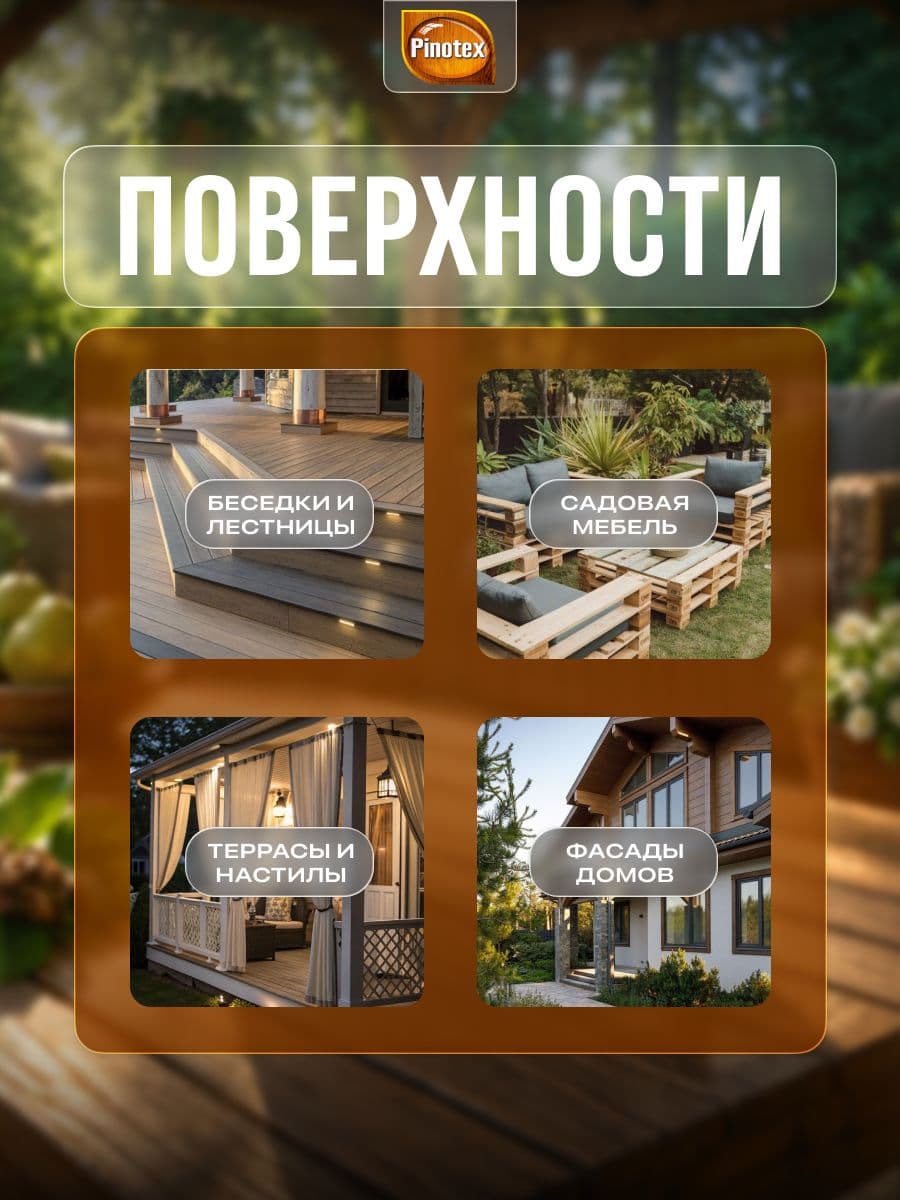 Масло для террас, фасадов и садовой мебели PINOTEX TERRACE OIL UV / ПИНОТЕКС ТЕРРАС ОЙЛ Масло для защиты древесины атмосферостойкое бесцветное 2,5 л 4