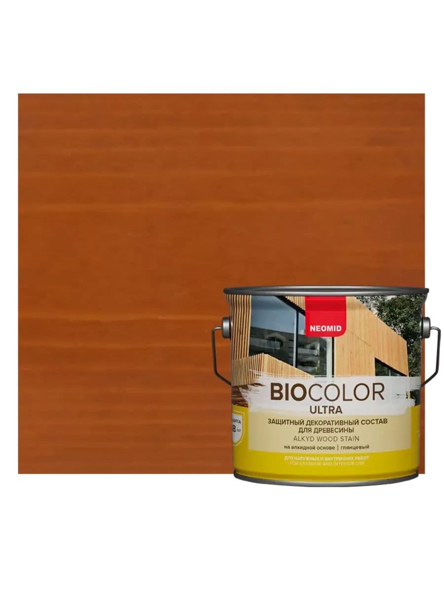 NEOMID защитный декоративный состав для древесины BIO COLOR ULTRA/ Био Колор Ультра, тик 2,7л 1