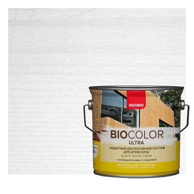 NEOMID защитный декоративный состав для древесины BIO COLOR ULTRA/ Био Колор Ультра, белый 2,7л 1