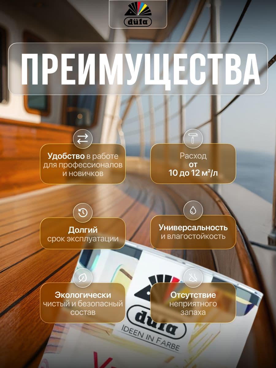 Лак яхтный алкидно-полиуретановый Dufa Retail Yacht полуматовый 2 л 2