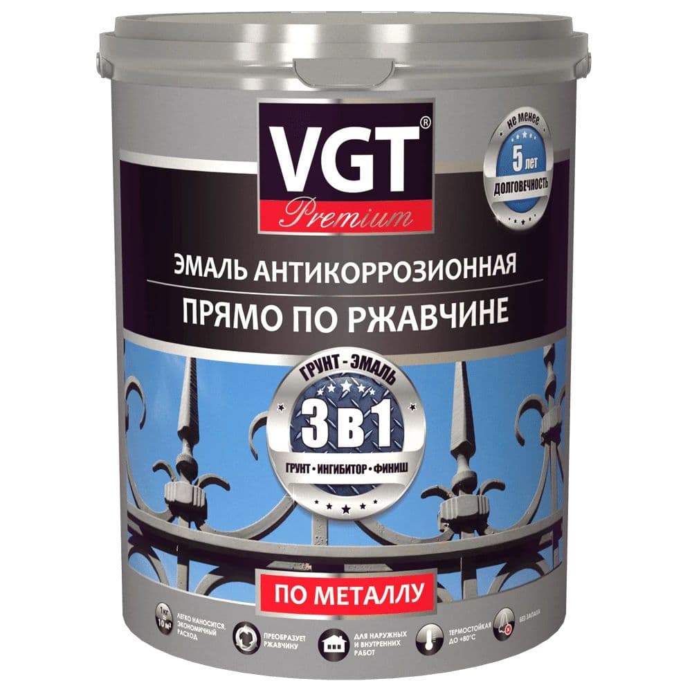 ВГТ Премиум/ Профи грунт-эмаль VGT антикоррозионная по металлу травянисто-зеленая 2.5 кг 1