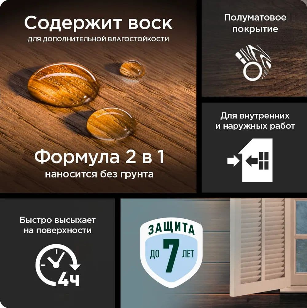 Пропитка защитная для дерева Pinotex/Omnitex Universal 2 в 1 палисандр 2,5 л 2