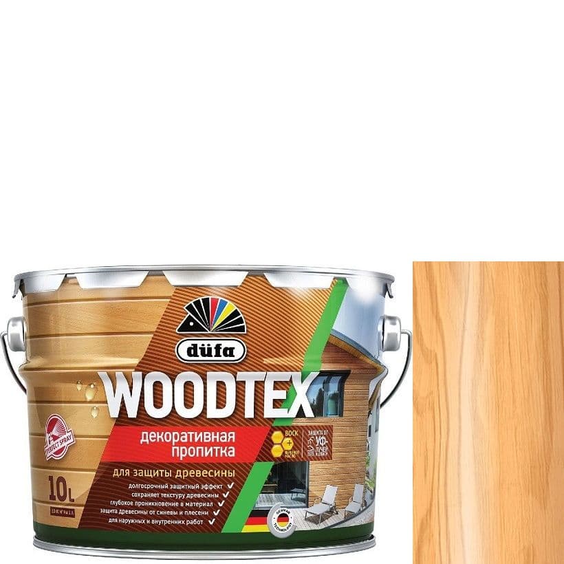ДЮФА / Dufa пропитка декоративная для защиты древесины алкидная Dufa Woodtex сосна (9л) 5