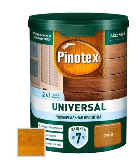 Пропитка защитная для дерева Pinotex / Omnitex Universal 2 в 1 орегон 0,9 л 2