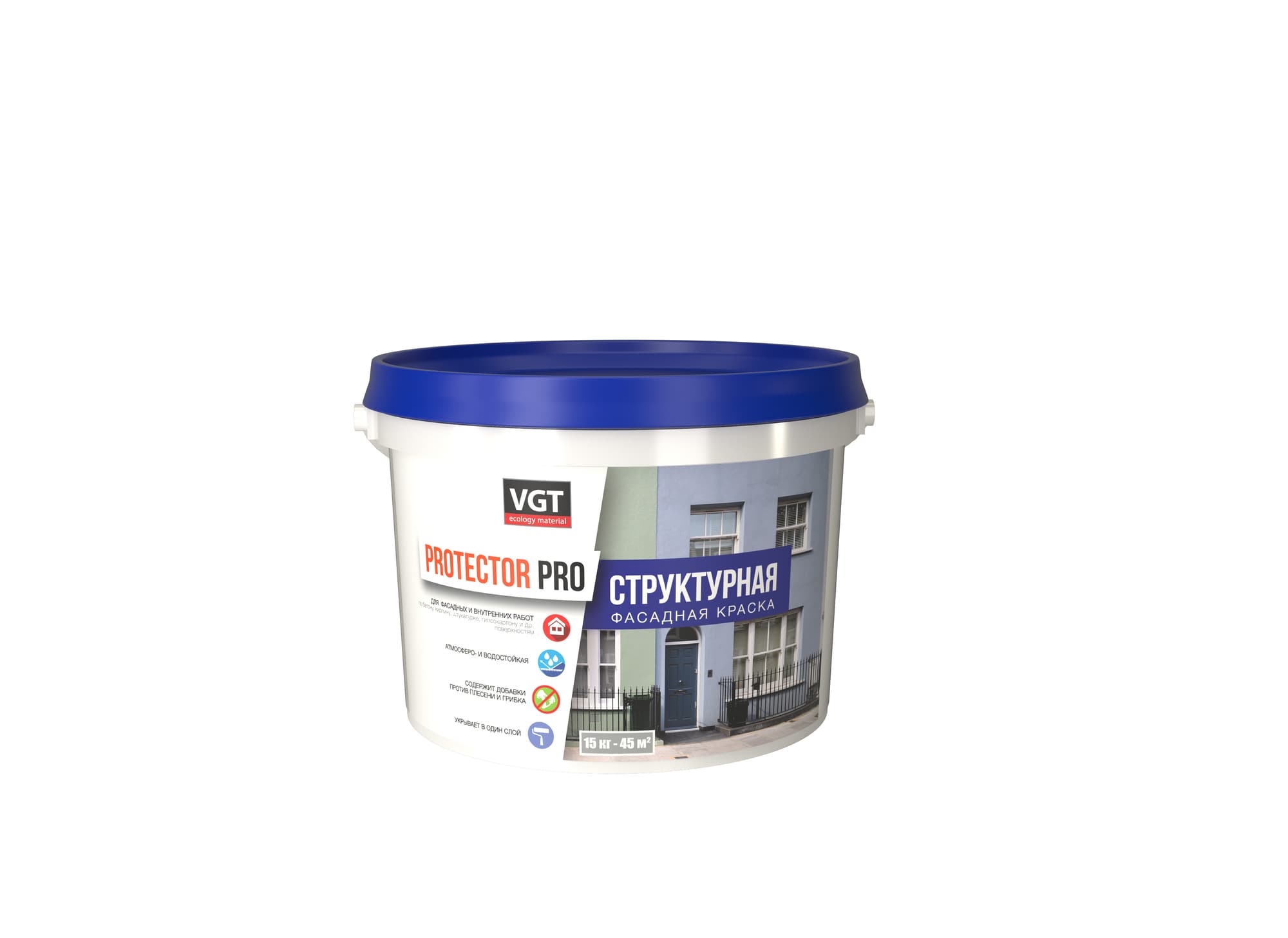 ВГТ ПротекторПРО/ Краска структурная VGT "ProtektorPRO" фасадная 7 кг 1