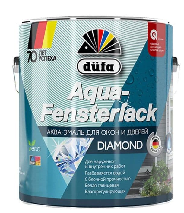 Эмаль для окон и дверей влагорегулирующая Dufa Aqua-Fensterlack глянцевая белая 2 л 1