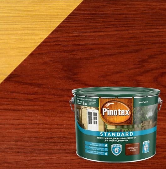 Пропитка декоративная для защиты древесины Pinotex Standard красное дерево 9 л. 2