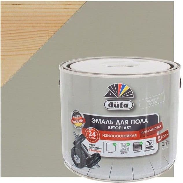 Эмаль для пола износостойкая Dufa Betoplast полуматовая серебристо-серая 1,9 кг 1