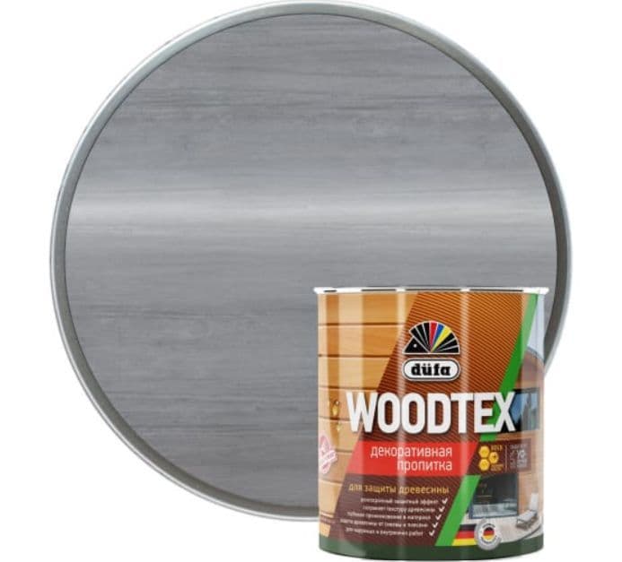 ДЮФА / Dufa пропитка декоративная для защиты древесины алкидная Dufa Woodtex серая (0,9л) 4