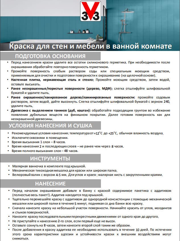 Краска для стен и мебели ванная комната RENOVATION PERFECTION НИАГАРА 750 мл. 4