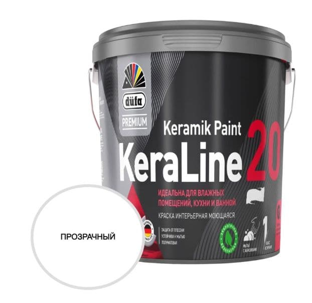 Краска для влажных помещений Dufa Premium KeraLine Keramik Paint 20 полуматовая 2,5 л. 1