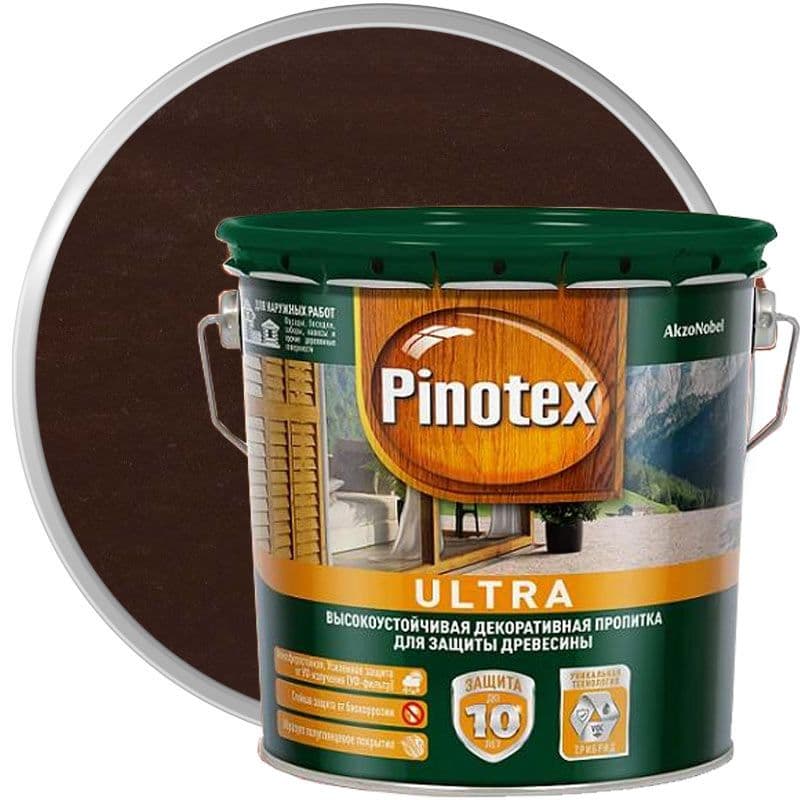 Пропитка декоративная для защиты древесины Pinotex Ultra AWB полуглянцевая палисандр 3 л 1