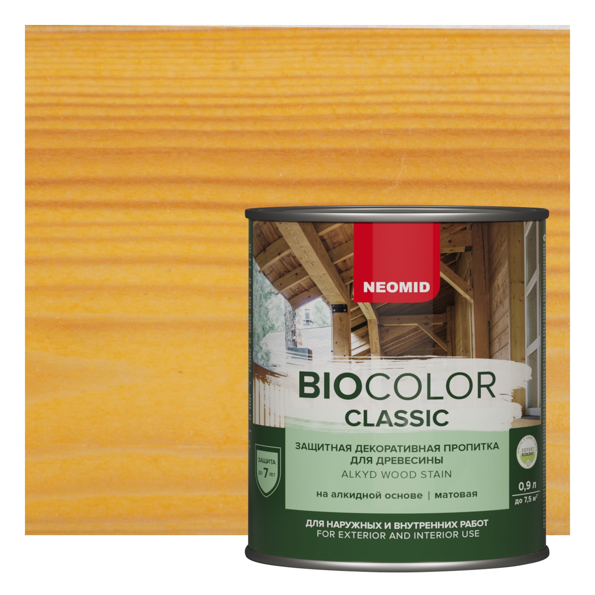 NEOMID Защитная декоративная пропитка для древесины BIO COLOR CLASSIC /Био Колор Классик, сосна 0,9л 2