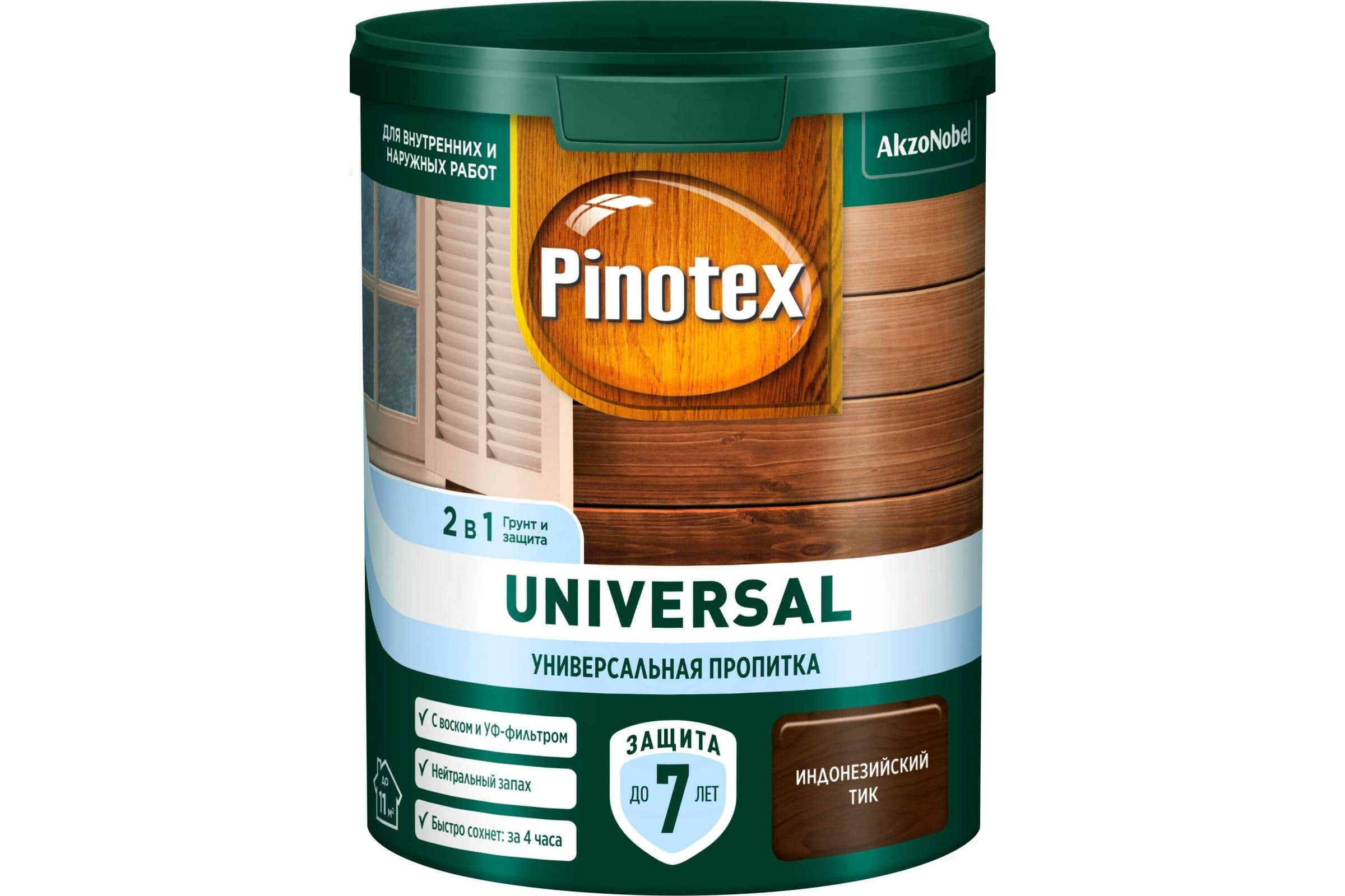 Пропитка защитная для дерева Pinotex / Omnitex Universal 2 в 1 индонезийский тик 0,9 л 4