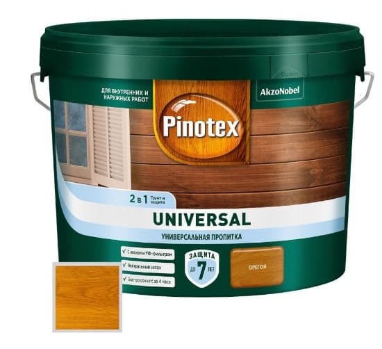 Пропитка защитная для дерева Pinotex Universal 2 в 1 орегон 9 л 2