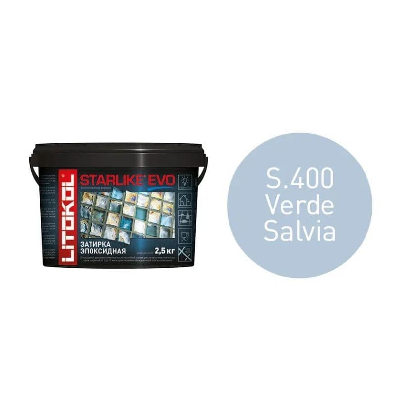 Затирка эпоксидная Litokol Starlike Evo S.400 зеленый шалфей 2,5 кг. 1