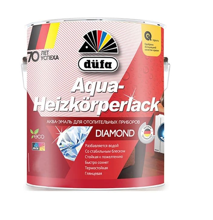Эмаль для радиаторов водоразбавляемая Dufa Aqua-Heizkorperlack глянцевая белая 2 л 1