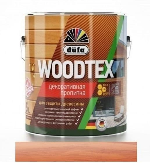 ДЮФА / Dufa пропитка декоративная для защиты древесины алкидная Dufa Woodtex рябина (3л) 4