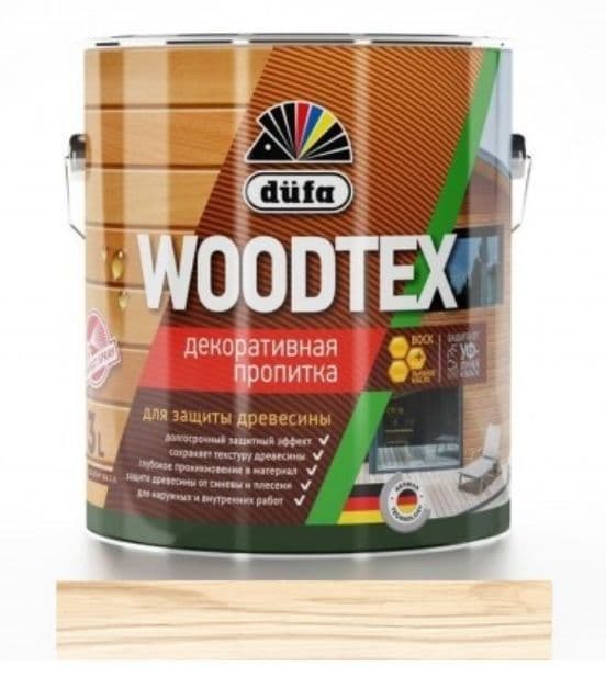 ДЮФА / Dufa пропитка декоративная для защиты древесины алкидная Dufa Woodtex бесцветный (3л) 4