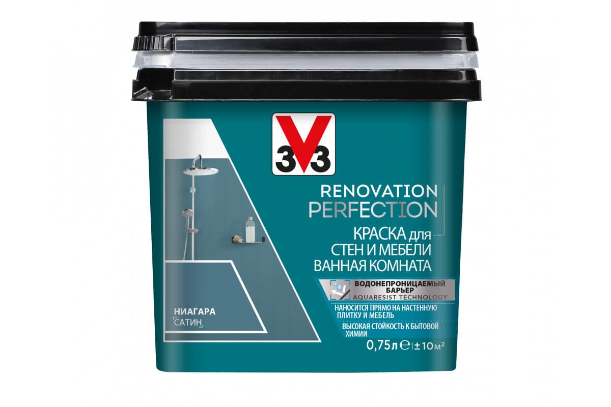 Краска для стен и мебели ванная комната RENOVATION PERFECTION НИАГАРА 750 мл. 1