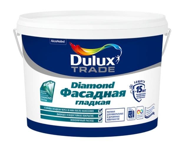 Краска фасадная водно-дисперсионная Dulux Trade Diamond гладкая база BM 2,4 л. 2