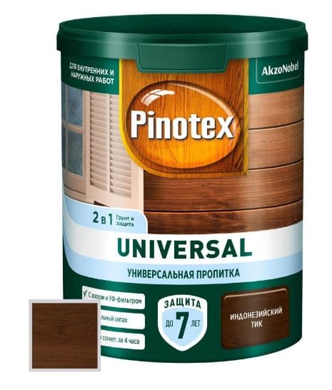 Пропитка защитная для дерева Pinotex / Omnitex Universal 2 в 1 индонезийский тик 0,9 л 2