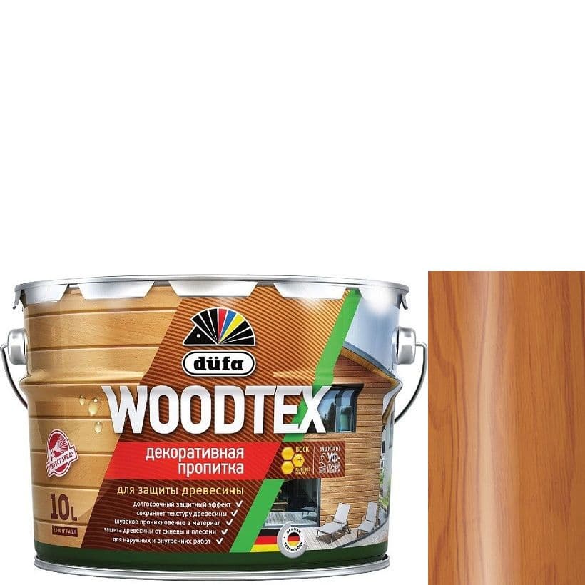 ДЮФА / Dufa пропитка декоративная для защиты древесины алкидная Dufa Woodtex тик (9л) 5