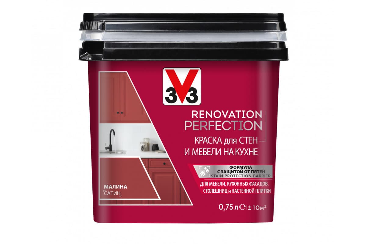Краска для стен и мебели на кухне RENOVATION PERFECTION МАЛИНА 750 мл. 4